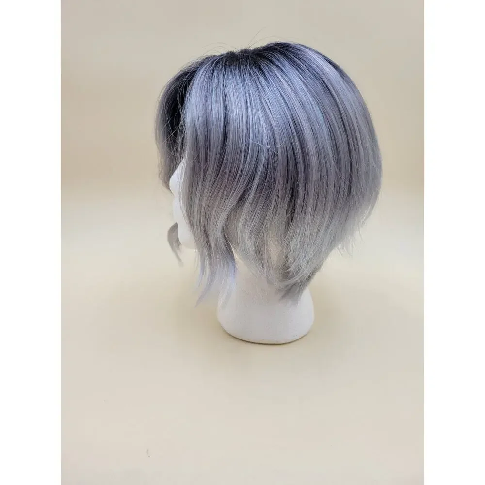 Rene of Paris Rae Wig 2386 Short Wavy Bob Pastel Blue Ombre Dark Roots Synthetic